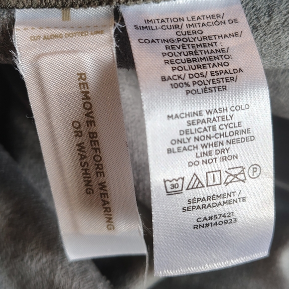 LOFT Pull on Drawstring Slim Olive Green Faux Leather Pants Size XS Petite NWOT - Picture 9 of 9